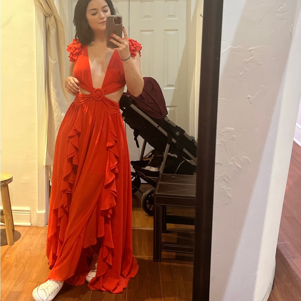 Long party red maxi dress